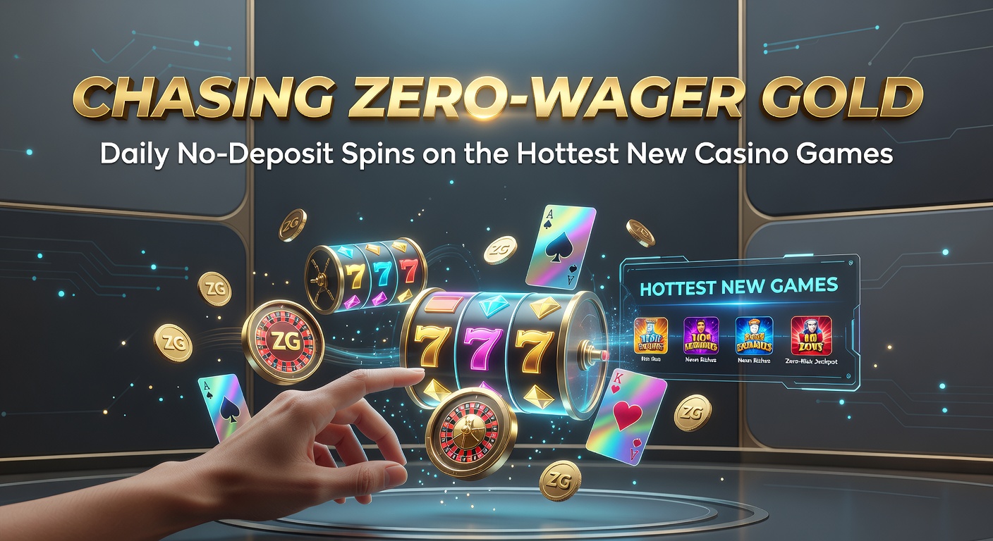 Dynamic slot reels spinning with golden coins cascading, capturing the thrill of zero-wager no-deposit spins on new casino games