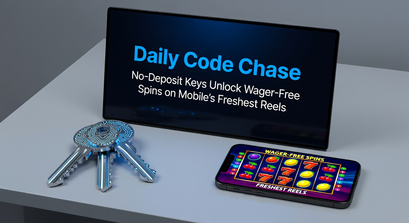 Vibrant mobile slot reels spinning with daily code overlays and no-deposit bonus icons highlighting wager-free spins