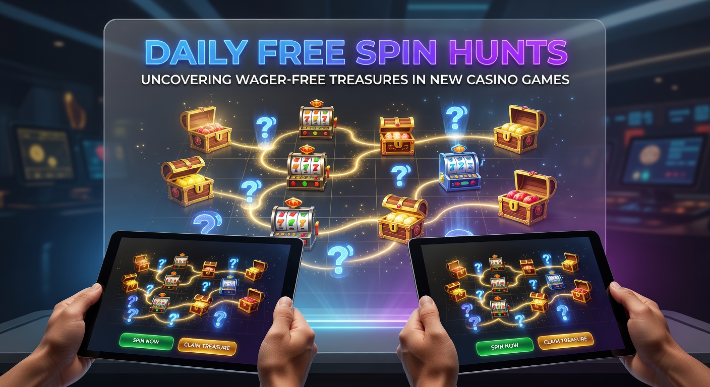 Close-up of a mobile slot screen during a free spin hunt, displaying wager-free bonus activation on a treasure-themed new casino game
