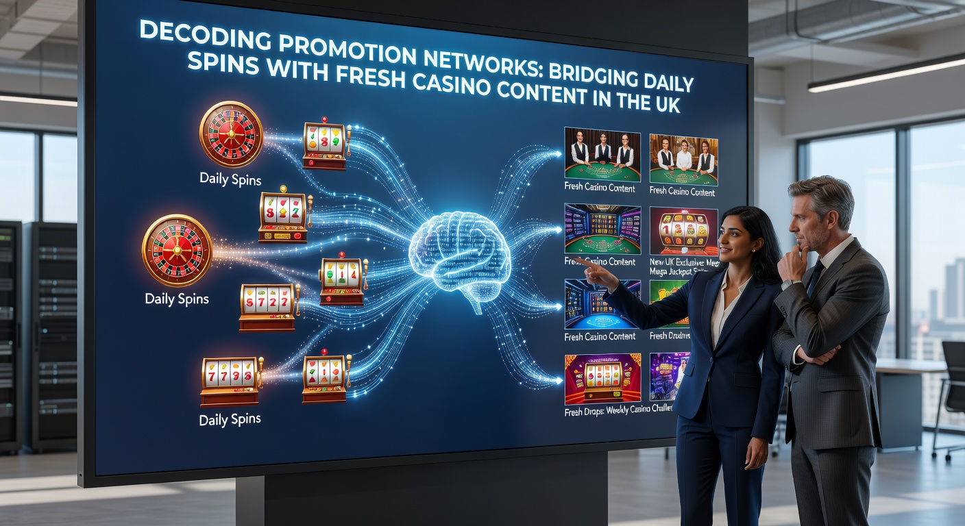 Flowchart of casino promotion networks illustrating daily spin rewards feeding into fresh slot content in British markets