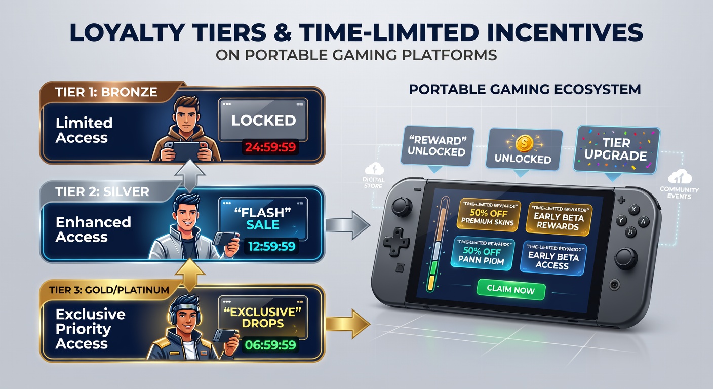 Smartphone screen showing time-limited event countdown alongside tier-based reward eligibility indicators