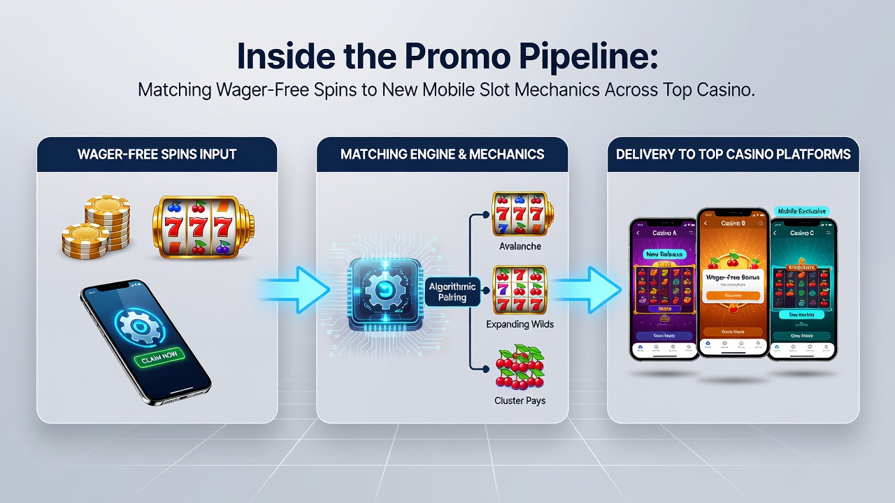Casino operator dashboard displaying analytics for matching wager-free spins to mobile slot features including volatility and RTP data