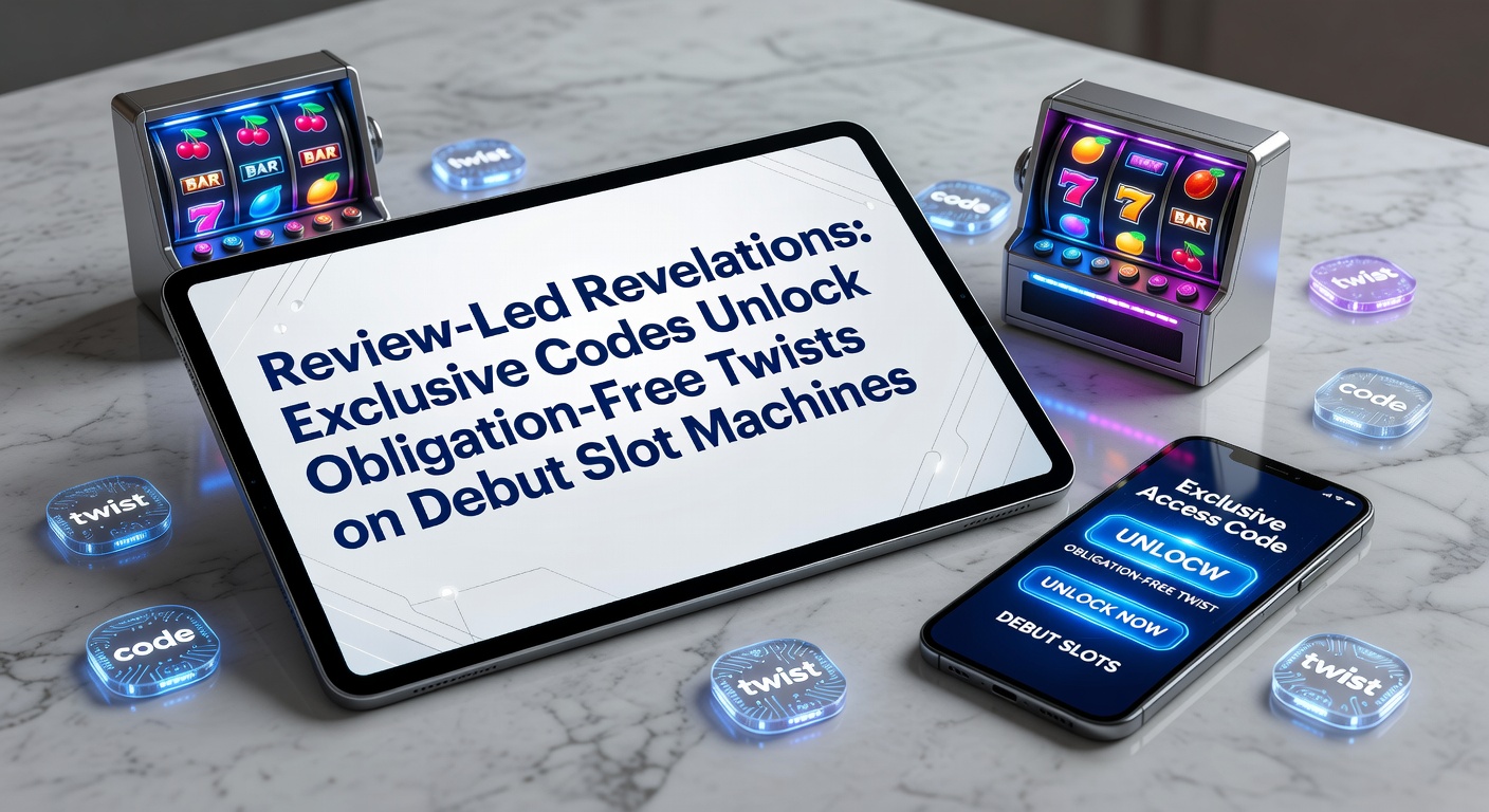 Dynamic slot reels glowing with overlaid promo codes and review badges, highlighting fresh game debuts