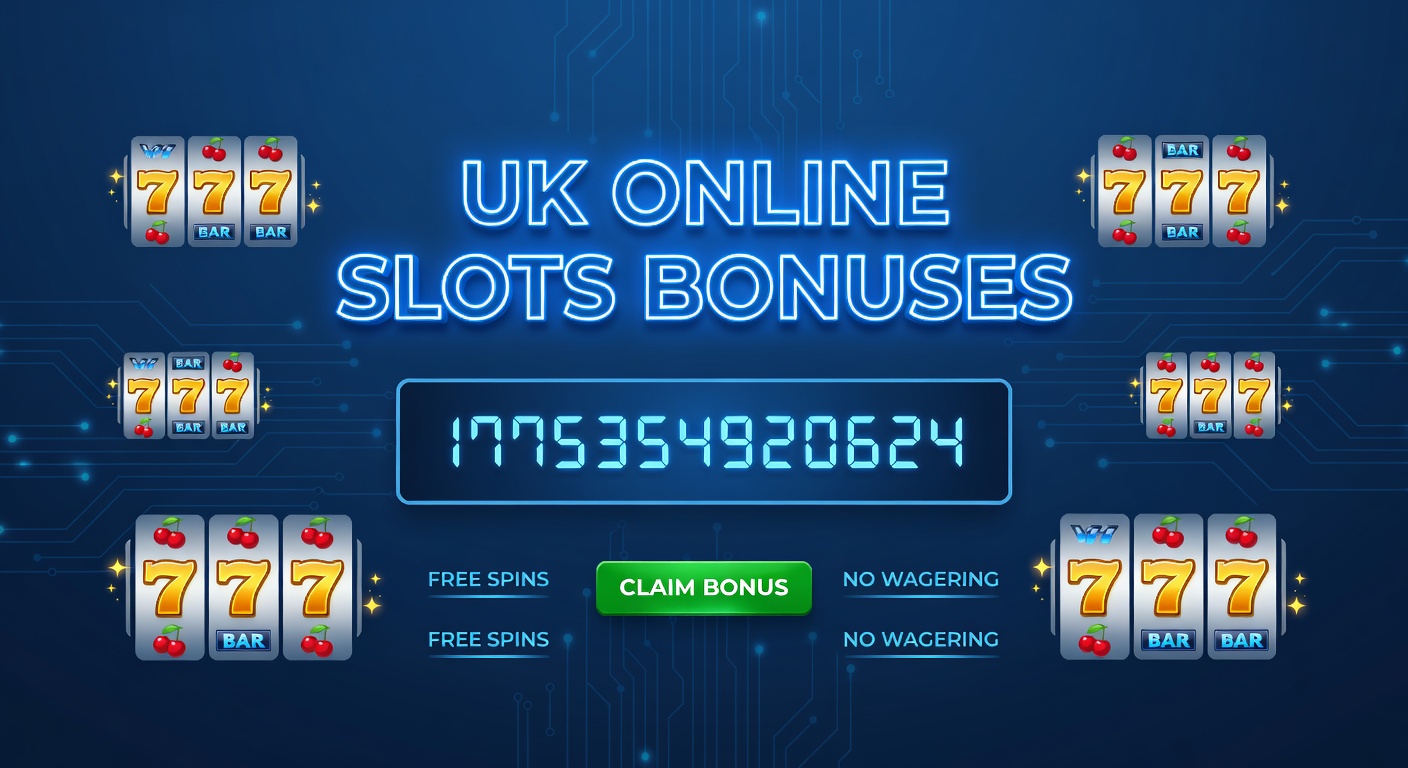 Vibrant display of online slot reels with bonus icons like free spins and multipliers glowing against a UK flag backdrop, capturing the excitement of promotional offers