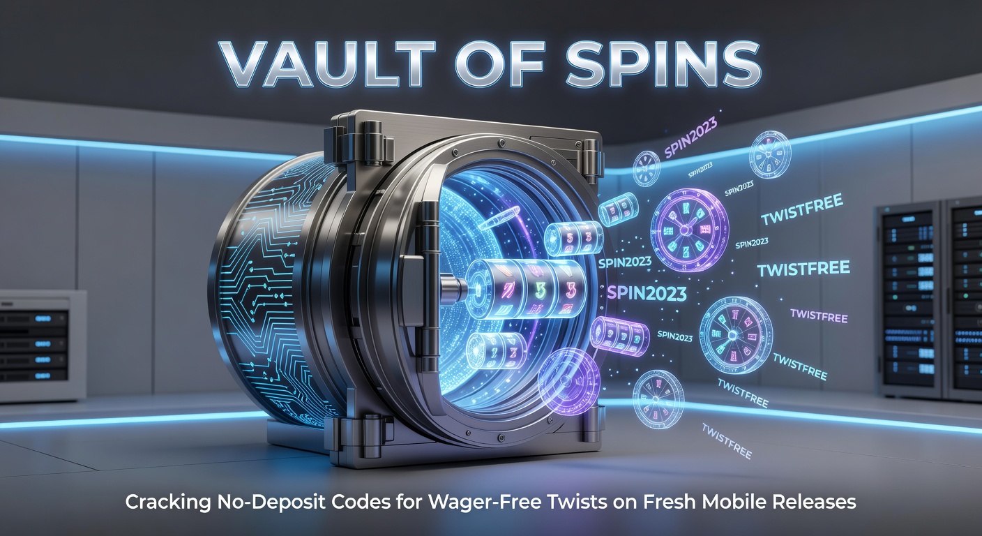 Vibrant digital vault overflowing with golden slot reels and free spin icons, symbolizing exclusive no-deposit bonuses on mobile platforms